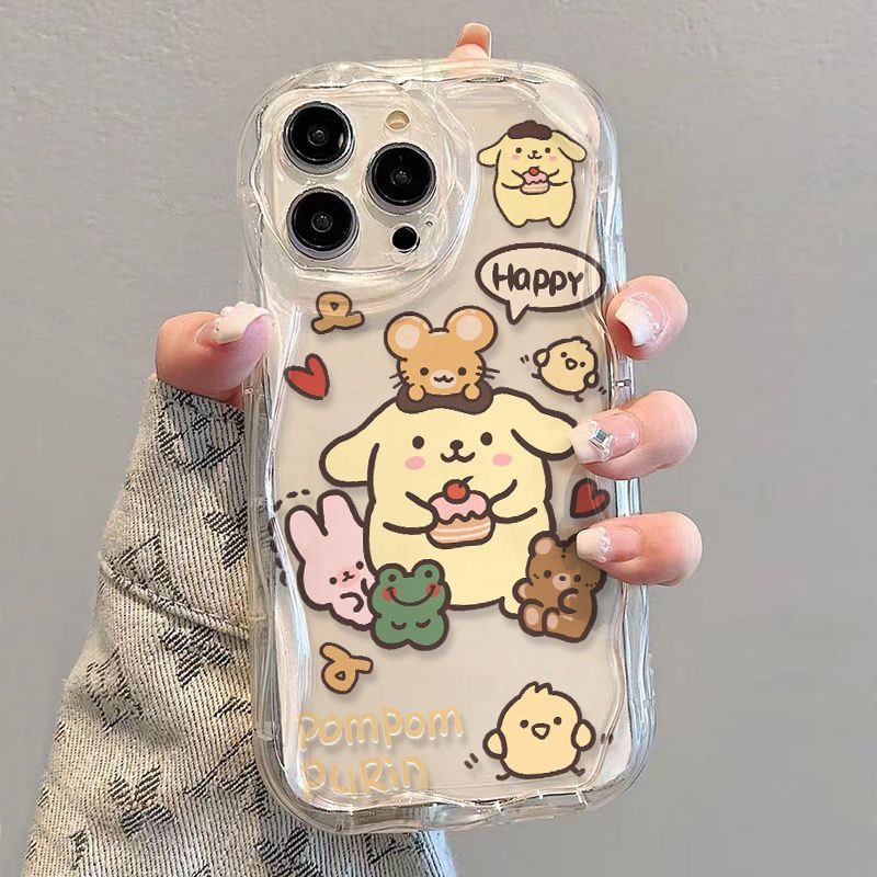 IPHONE Casing Ponsel Desain Pompompurin Bening Cream Wave Lucu Kompatibel Dengan Iphone12 13 14 11 Pro Max X Xs Max Xr Ggtbh