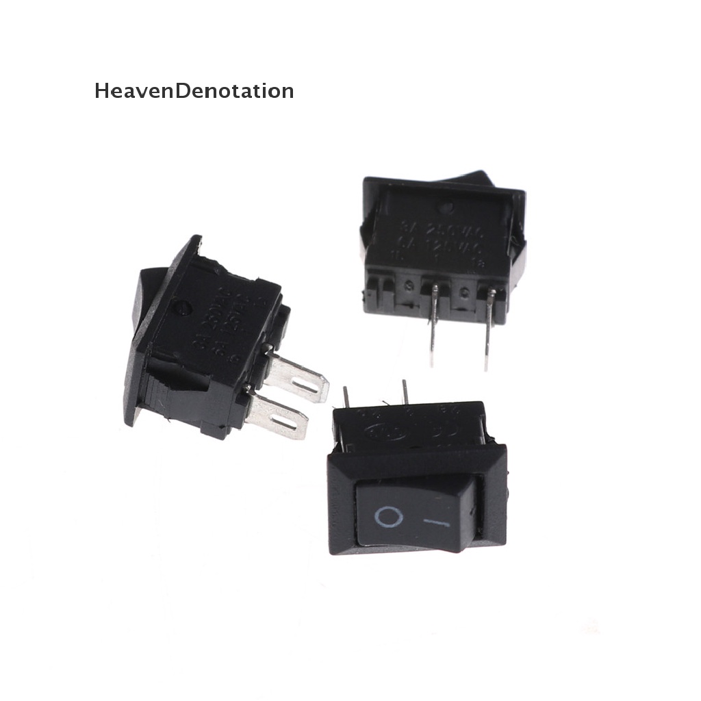 [HeavenDenotation] 10pcs 10 * 15MM Rocker Switch Hitam Kecil KCD1-11 250VAC/3A 6A 125V AC 2P Saklar HDV