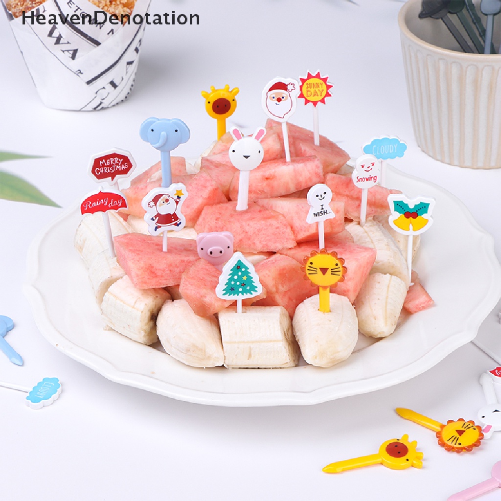 [HeavenDenotation] Garpu Buah Hewan Food Grade Plastik Mini Kartun Anak Kue Tusuk Gigi Buah HDV