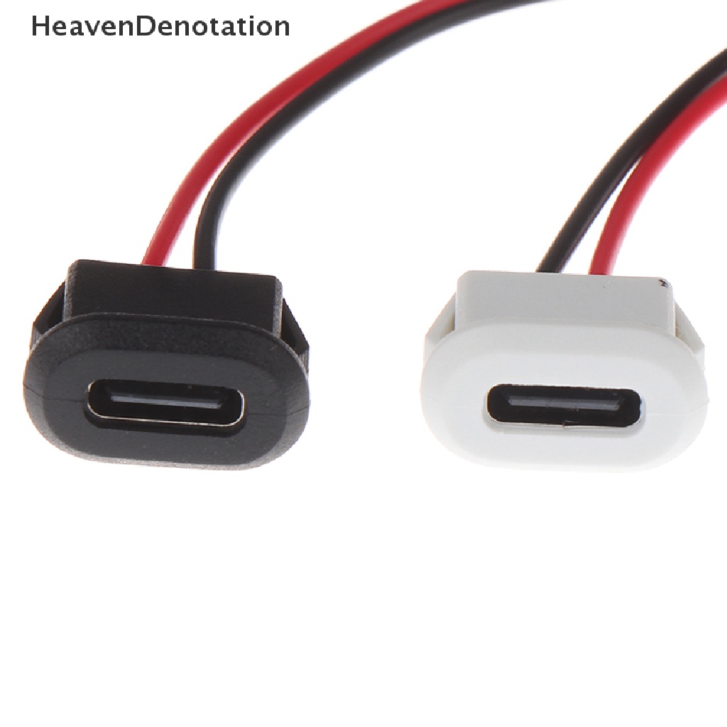 [HeavenDenotation] 2pin USB-C TypeC Konektor USB Tahan Air Kompresi Langsung Base Female Soket Antarmuka Pengisian Dengan Kawat Las Soket Tahan Air HDV