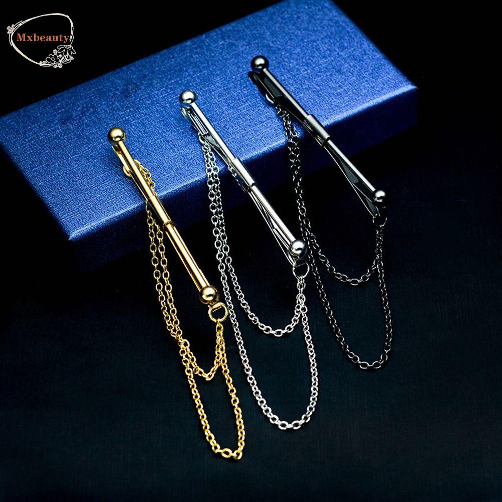 Mxbeauty Klip Kerah Pria Halus Sederhana Pakaian Tidak Cedera Mencegah Paparan Rumbai Silang Tergantung Paduan Dasi Klip