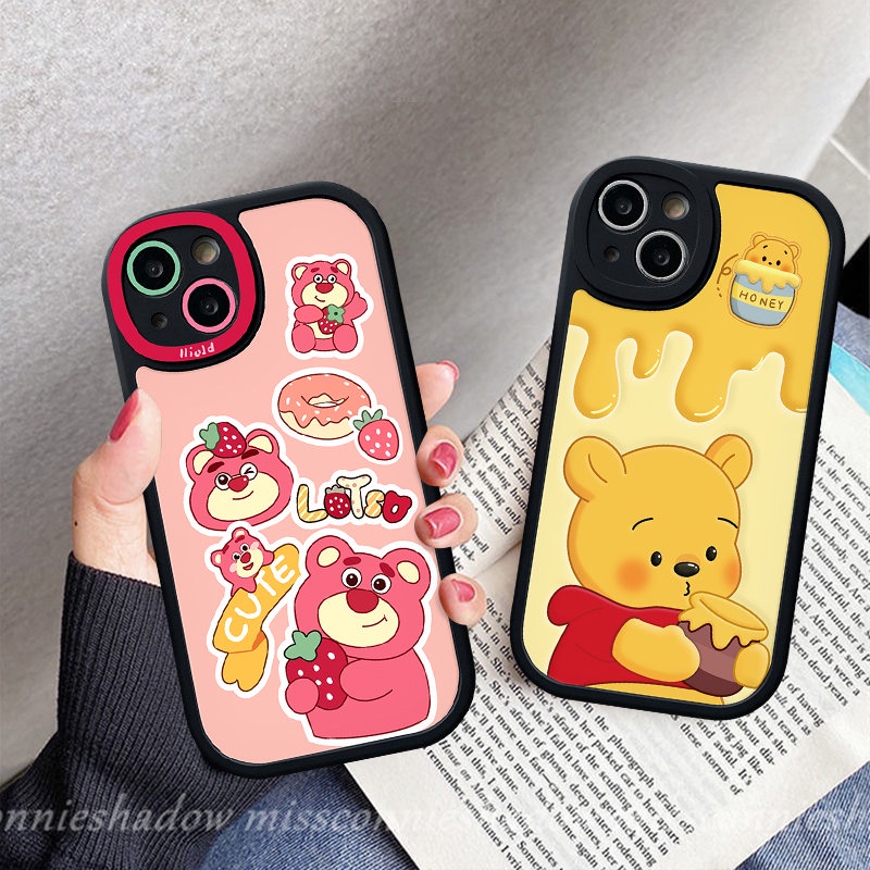 Casing Pasangan Untuk Hot10 9 11 Play Hot10 Lite Infinix Smart5 6 Hot 10T 10s 11s Infinix Note8 Fashion Kartun Strawberry Bear Manyo Cute Winnie The Pooh Shockporoof Soft Tpu Case