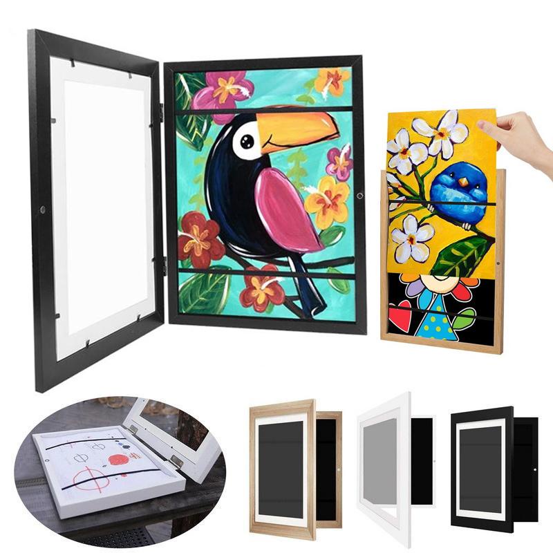 Kids Art Frame Magnetic Front Opening Clamshell Storage Frame Penyimpanan Anak Artwork Frametory Berubah Gambar Display