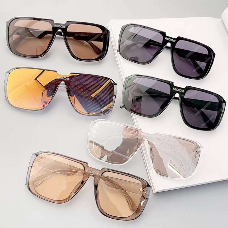 (YUZHU) Mode Barat Y2K Gadis Panas One Piece Kacamata Hitam Untuk Wanita Futuristik Fashion Windproof Sunglasses