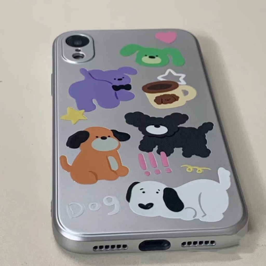 IPHONE Casing Electroplate Lembut Anjing Lucu Kompatibel Untuk Iphone14 13 12 Pro Max11 XS XR X8+76S Plus Casing Ponsel Minitpu Silikon Shockproof Cover