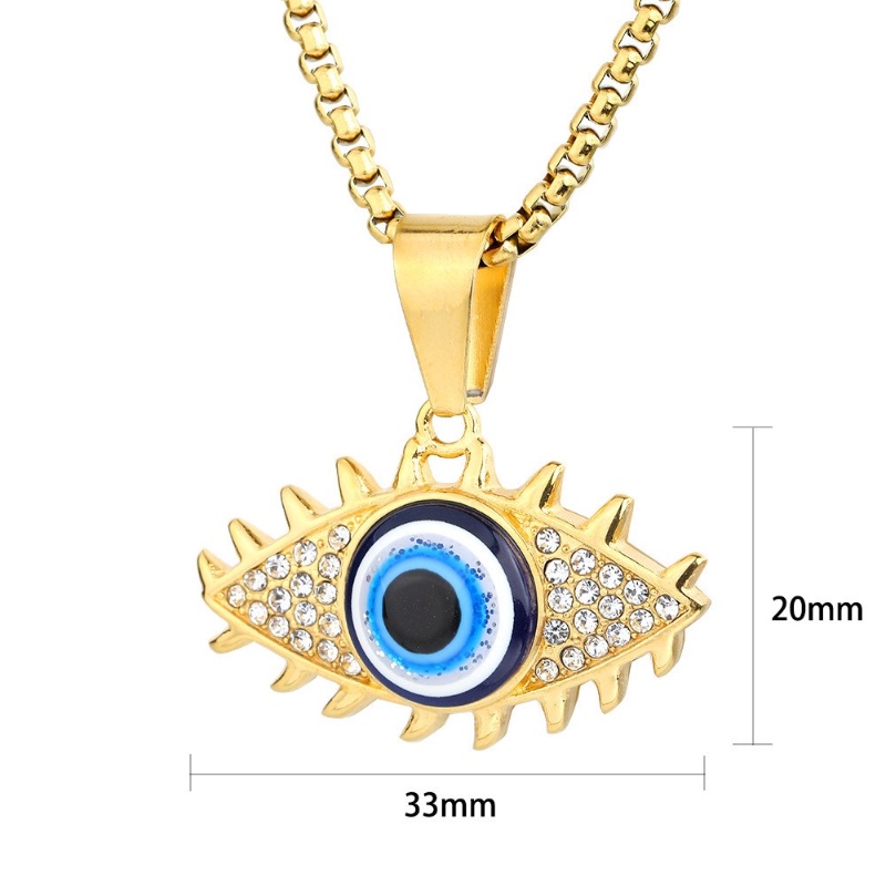 [Z H Perhiasan] Retro 18K Emas Disepuh Beruntung Mata Permata Liontin Fashion Pria Berlian Anti Karat Kalung Liontin Hip Hop Pesta Baja Titanium Perhiasan Aksesoris Grosir