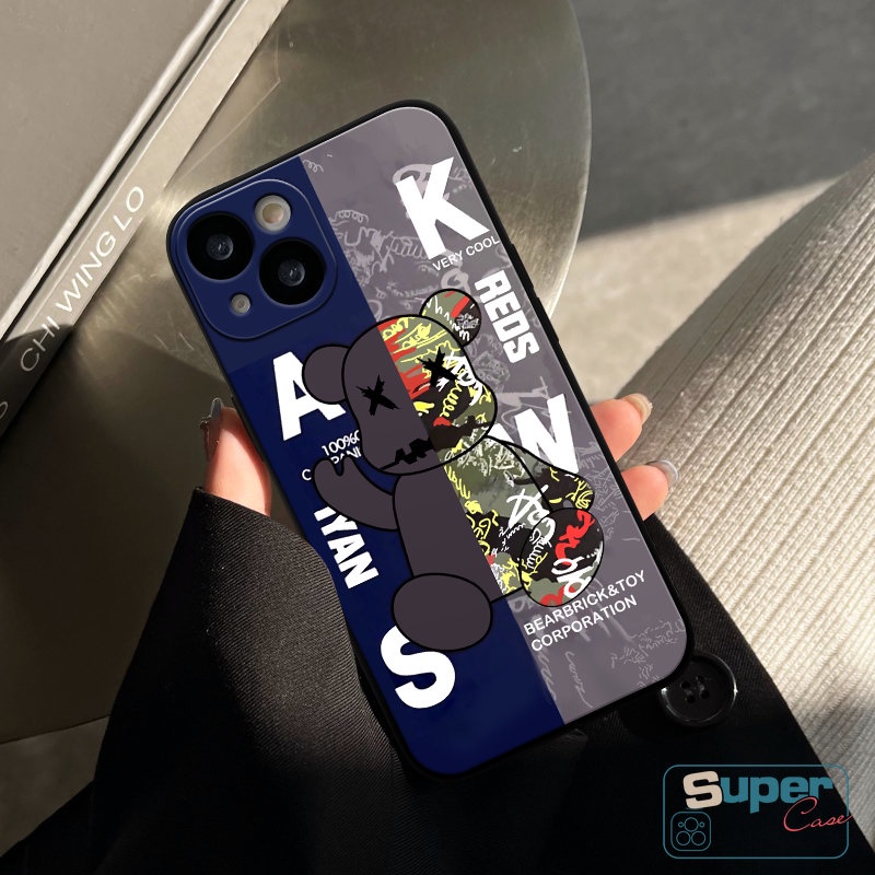 Tepi Lurus Keren Trendy Violent Bear KawsCase Redmi 12C 9A 9T 9 10 A1 10C 9C Nfc Note12 9 10s 11 8 10 Pro Max Poco X5 F4 X3 Pro Nfc M4 M3 Pro MI 10 12 11 Lite Couple Soft Cover/Baju Couple Pasangan/Baju Couple Pasangan/Baju Couple Pasangan