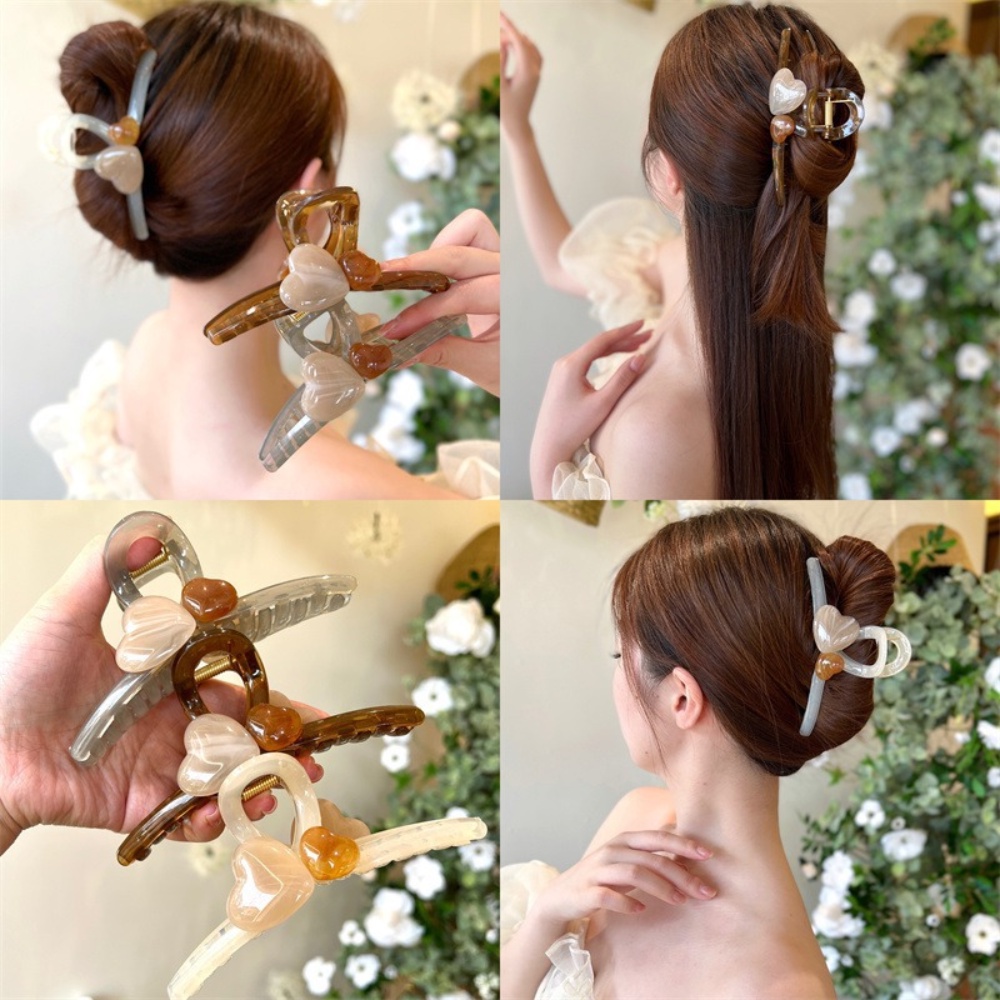Versi Korea Dari High-end Jelly Jepit Rambut Belakang Kepala Temperamen Sederhana Mengambil Hiu Klip Hiasan Kepala Perempuan Bestie Hadiah Perhiasan Hati Manis