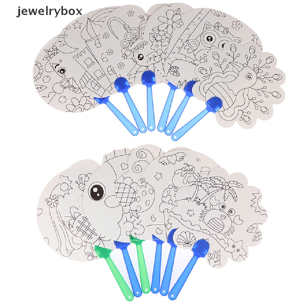 [jewelrybox] 1pc DIY Anak-Anak Mewarnai Kartun Kipas Tangan Kerajinan Mainan Gambar Tk Butik