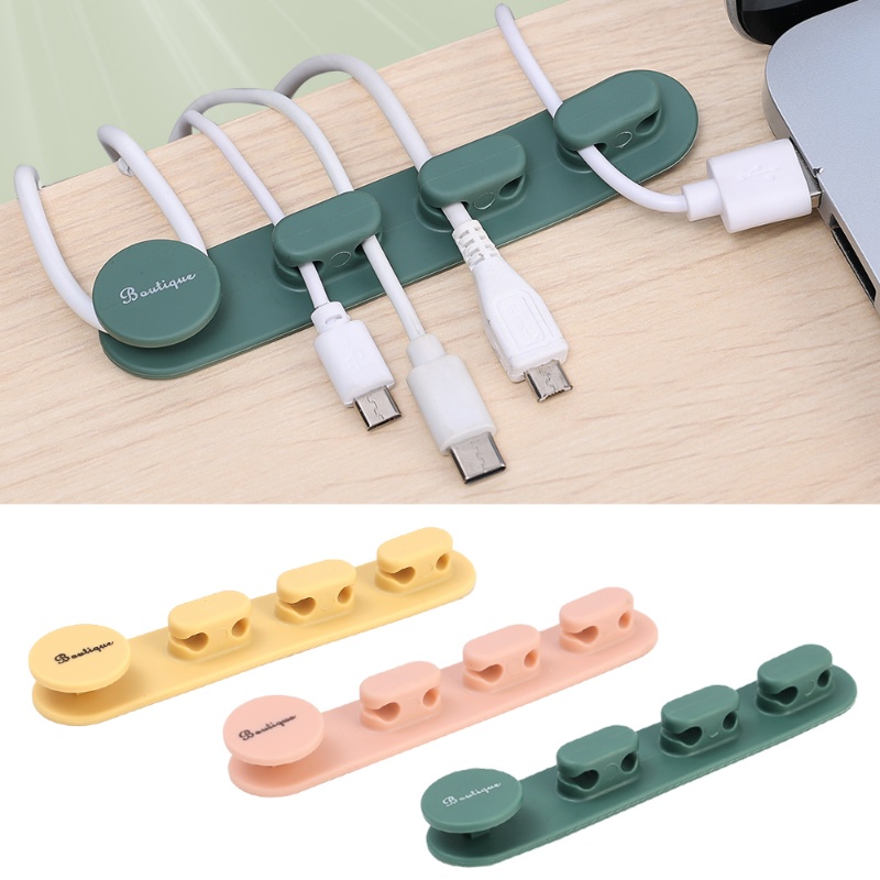 Klip Organizer Kabel Perekat Diri Silikon/Office Desktop Wire Manager Cord Holder/Earphone Line Tie Fixer USB Data Bobbin Winder