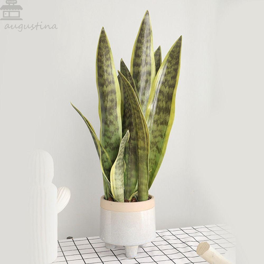 Agustina Tanaman Buatan Bahan PVC Realistis Multi-Fungsi GreeningLlandscape Rangkaian Bunga Tropis Dekorasi Desktop Indoor Daun Panjang Bonsai Pohon Palsu
