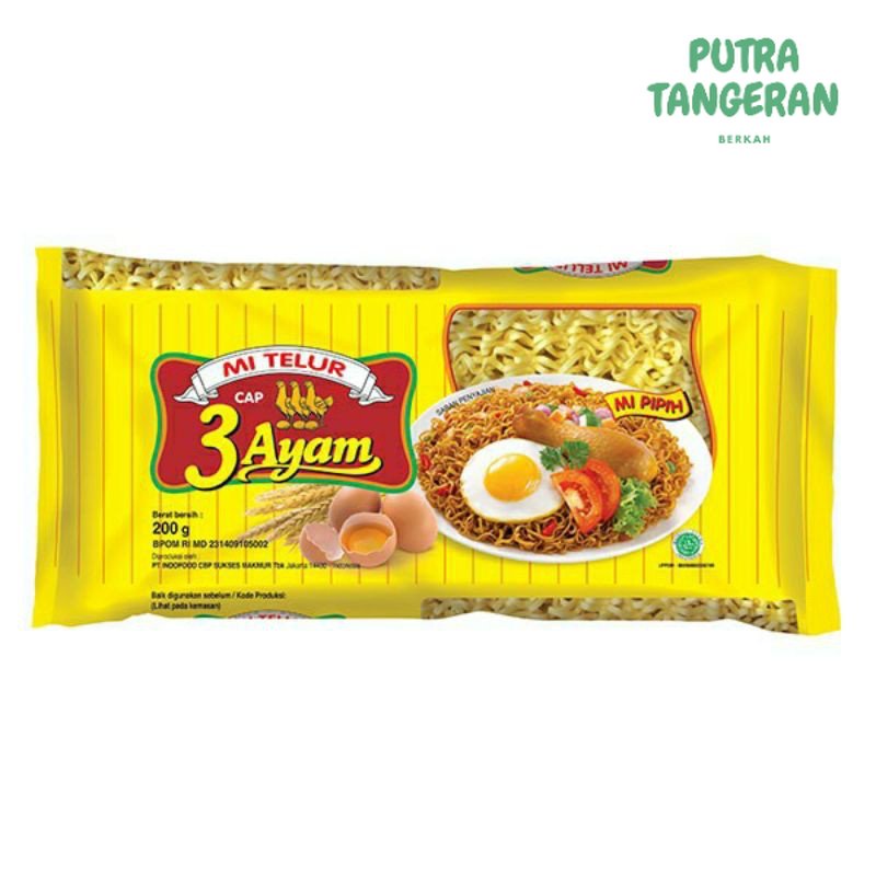 

Mie telor cap 3 ayam 200gr