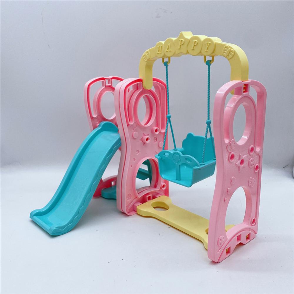 Timekey Set Ayunan &amp; Geser Licin Warna Macaron Untuk Boneka Anak Kids Pretend Play Toys Aksesoris Mainan Anak Perempuan T9W8