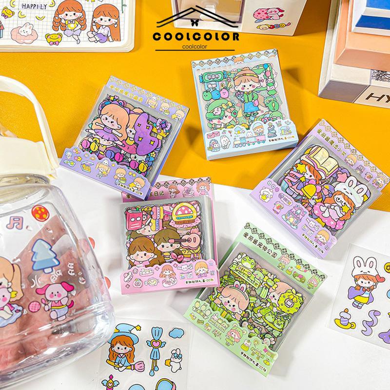 COD❤️100pcs Lembar Stiker Deco Set Waterproof Kartun Lucu ekorasi Alat Tulis Siswa Stiker Kartun- cl