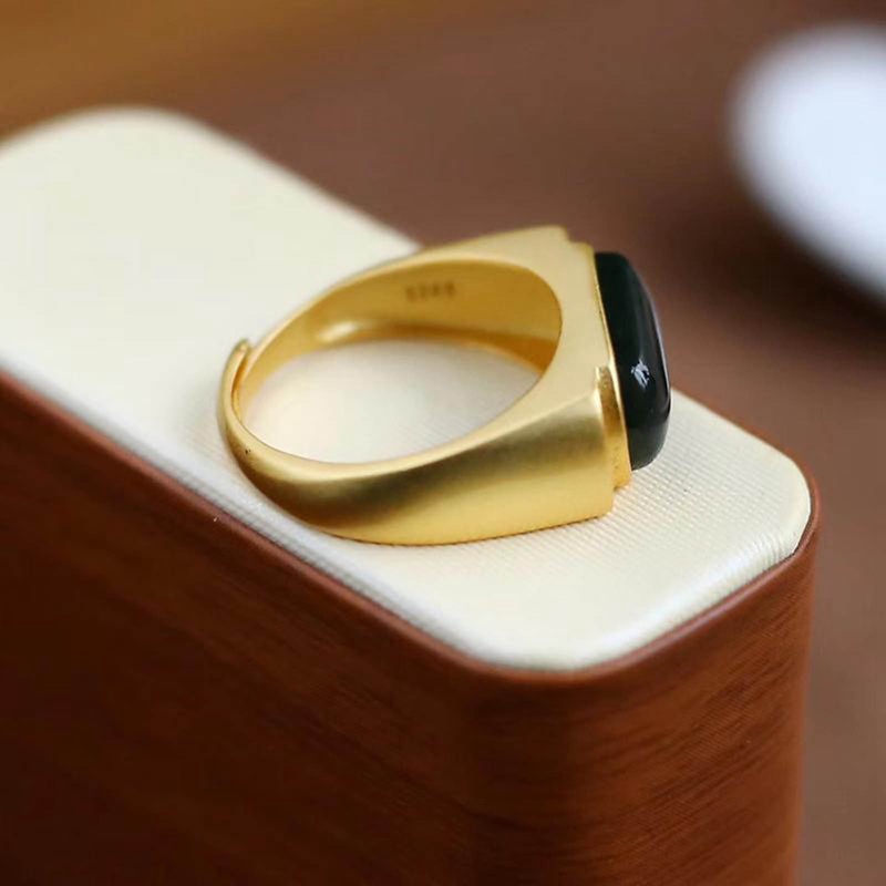 Baru Hetian Jasper Cincin Untuk Wanita Indah Cahaya Mewah Gaya Etnik Pesta Pertunangan Perhiasan Perak Dapat Disesuaikan