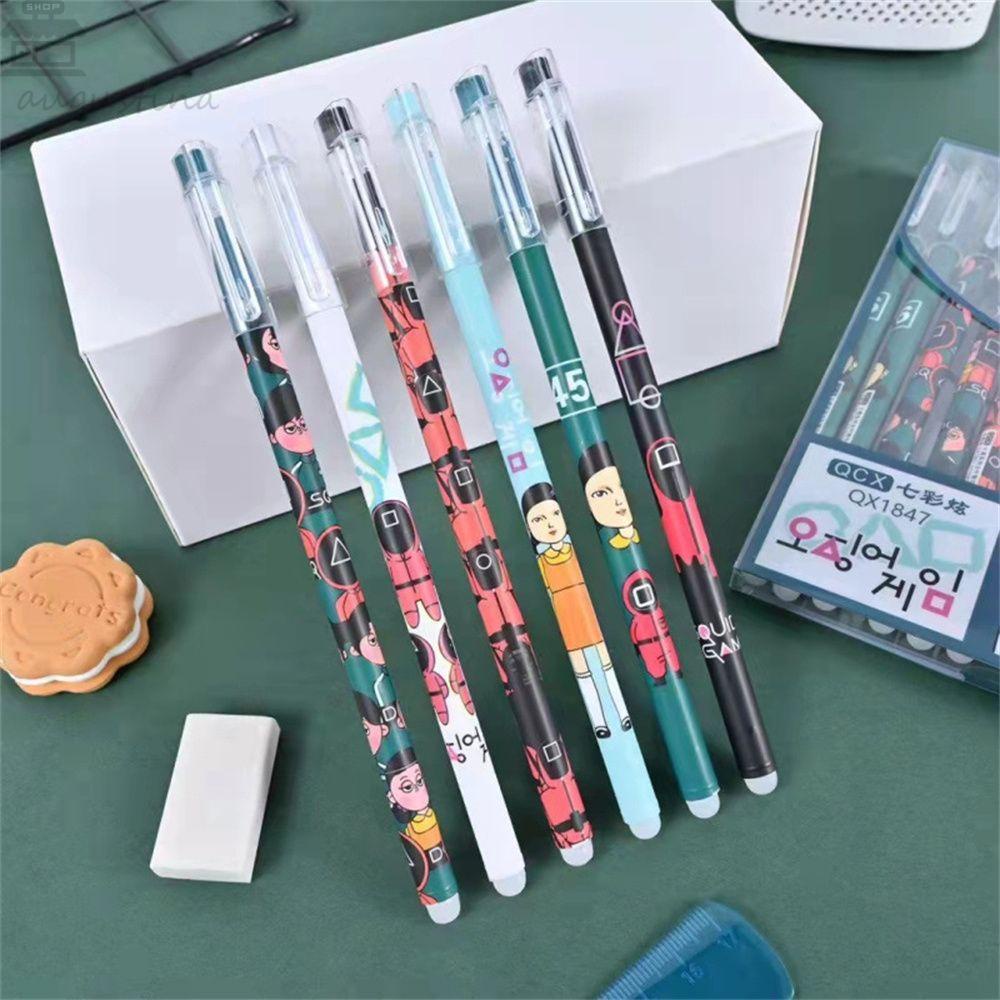 Agustina Squid Game Gel Pen 12 Pcs/Set Perlengkapan Diary Sekolah Ulang Tahun Siswa Hadiah Alat Tulis Pena Keren