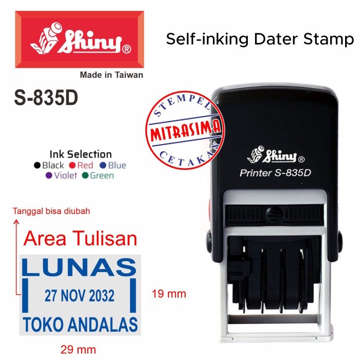 

Stempel Shiny S-835D ( S835D persegi dengan tanggal Tipe S 835D )