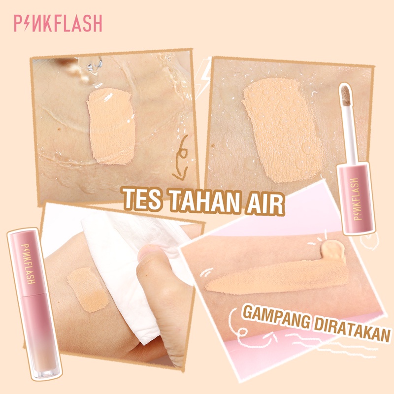 PINKFLASH Liquid Concealer Tahan Air Tahan Lama Full Coverage Color Breathable Corrector