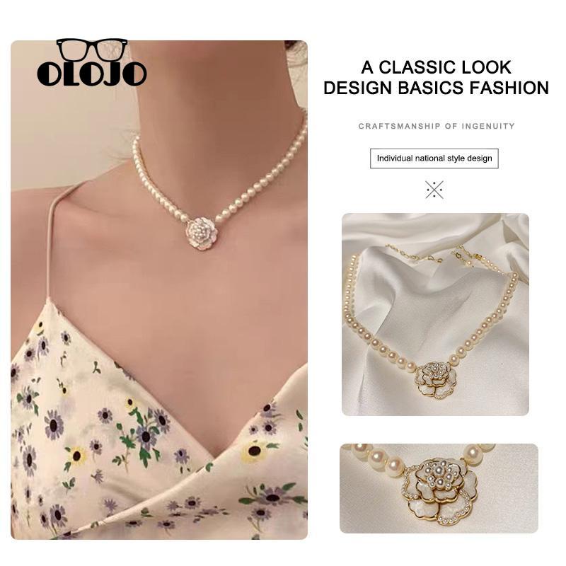 【COD】Camelia Mutiara Kalung Wanita Bunga Sederhana Tulang Selangka Rantai Neclace