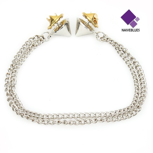 &lt; Naiveblues &gt; Fashion Wanita OL Gaya Rock Chains Spike Stud Kaos Kerah Bros