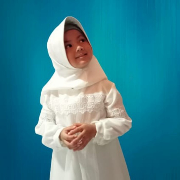 ZOYA MAXI KIDS/gamis anak terbaru/Baju muslim anak free bergo 4 - 10th - Putih, XS