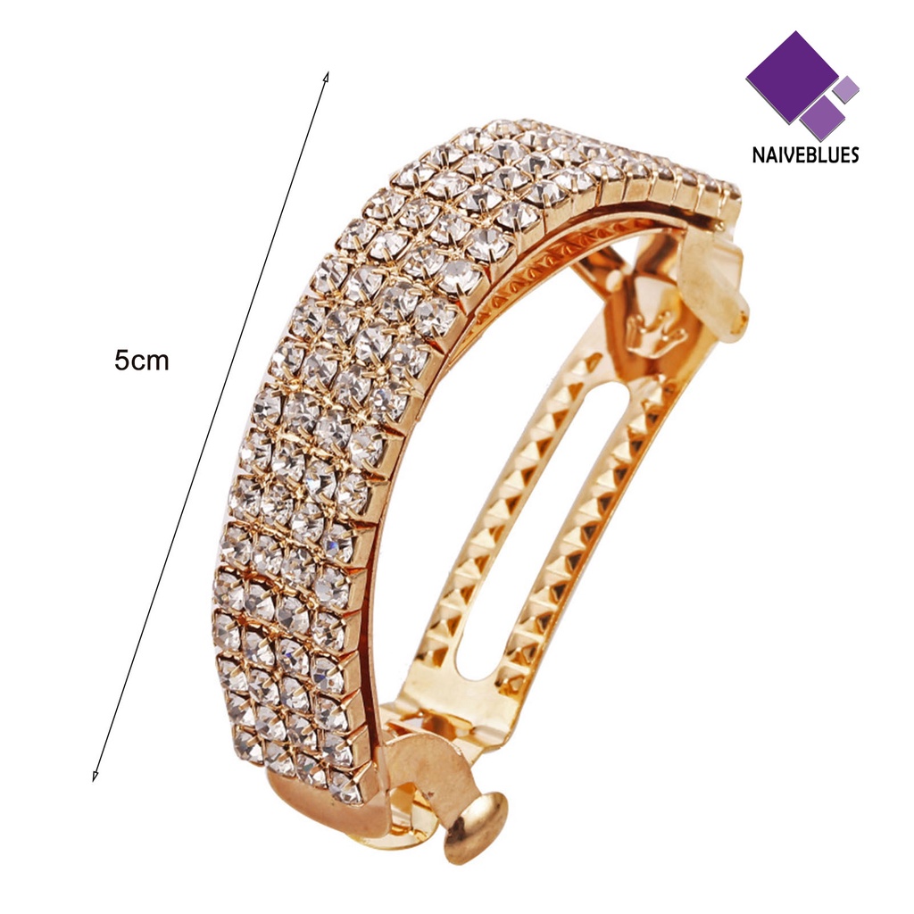 &lt; Naiveblues &gt; Bentuk Lengkungan Indah Jepit Rambut Pengerjaan Halus Berlian Imitasi Klip Musim Semi Kuat Untuk Pakaian Sehari-Hari