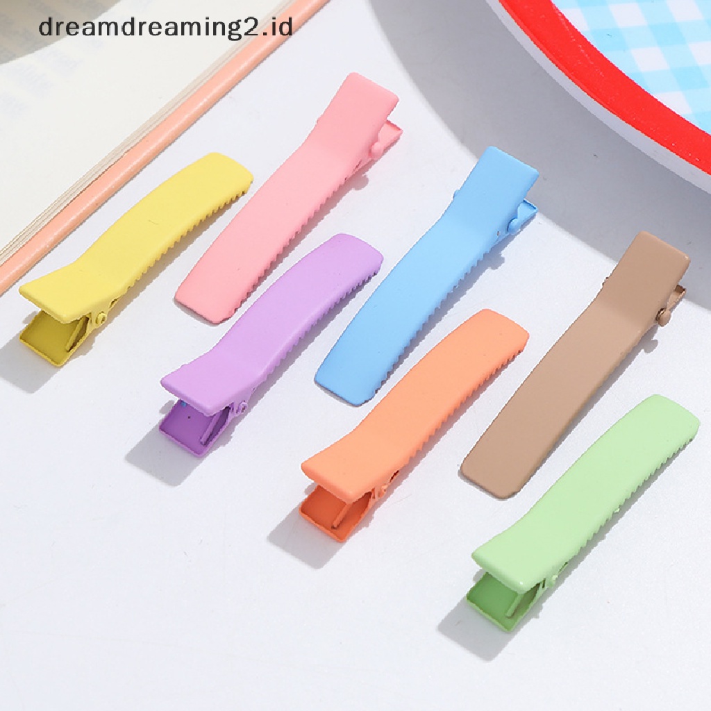 (dream) 10pcs Aksesoris Rambut Wanita 4.7cm DIY Jepit Rambut Warna Permen Hair Clip Double Pronged Bobby Pin Kid Headwear Gadis Hiasan Kepala//