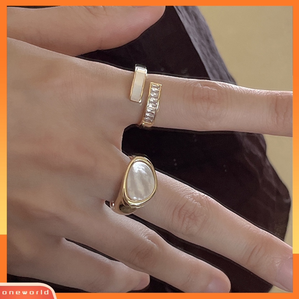 [EONE] Cincin Jari Pembukaan Adjustable Perhiasan Indah Anti Luntur Gaya Jepang Geometris Ring Untuk Pesta