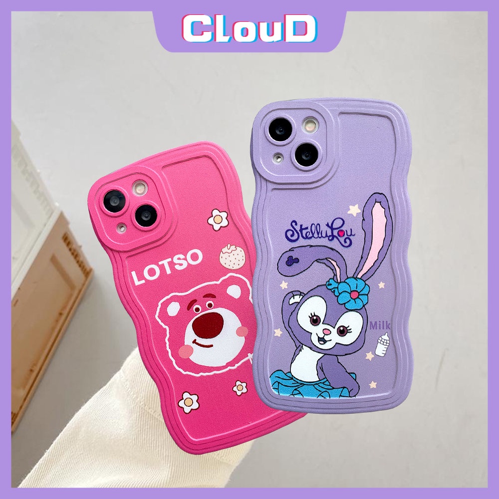 Infinix Hot 10T 10 11 9 8 Play 11s 10s NFC Hot 10 Lite 12 Pro 11s 12i 20 20s Smart5 4 6 Plus Note8 12 G96 10Pro 12Pro 12 2023 Cute Strawberry Bear StellaLou Lembut Wavy Edge Sarung