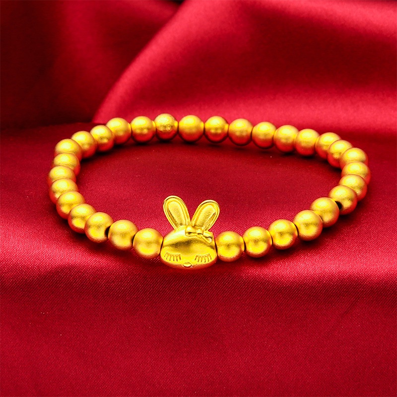 Goldkingdom Perhiasan Fashion 24K Bangkok Aksesoris Ready Stock Wanita Metode Kuno Baru Manik-Manik Buram Wanita Rantai Tangan Kelinci Gelang