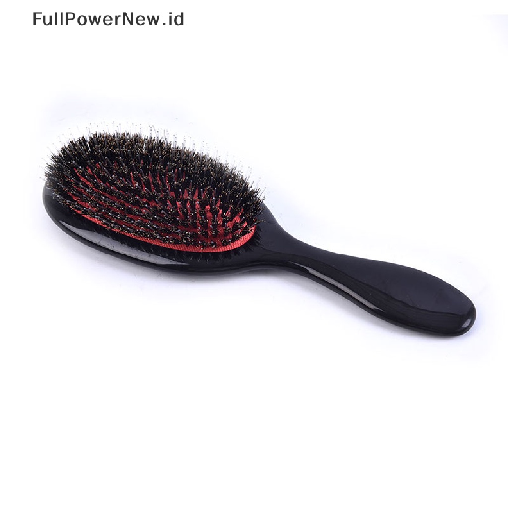 Power Bulu Babi Alami Oval Sisir Dayung Anti Statis Sisir Pijat Kulit Kepala Sikat Rambut ID