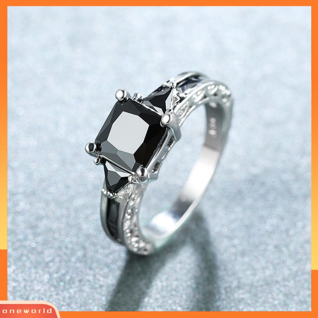 [EONE] Wanita Cincin Cubic Zirconia Eropa Dan Amerika Berongga Keluar Vintage Geometris Dekorasi Bersinar Lady Janji Pernikahan Band Cincin Perhiasan Aksesori