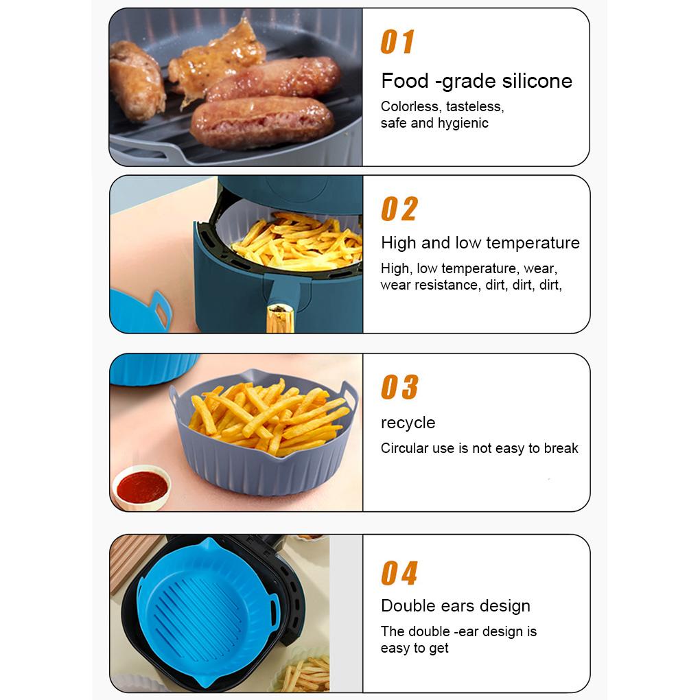 Universal Air Fryer Panci Silikon Dengan Pegangan Tahan Air Bisa Dicuci Anti Lengket Liner Basket Airfryer Dapur Gadget