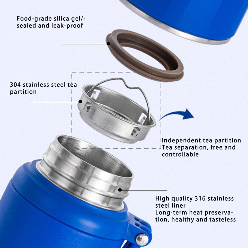 Stainless Steel Vacuum Warna Solid Mulut Lebar Dapat Dicuci Pengganti Isolasi Perjalanan Rumah Vakum Botol Air Flask