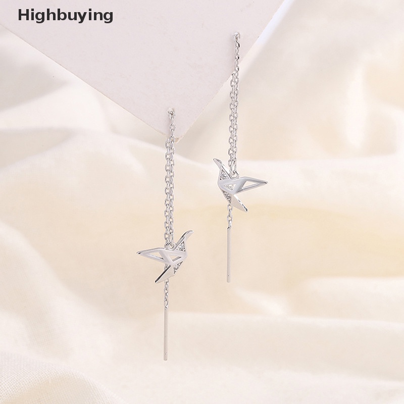 Hbid 1pasang Perhiasan Sederhana Origami Paper Crane Menjuntai Rumbai Anting Garis Untuk Wanita Gadis Fashion Perhiasan Hadiah Glory