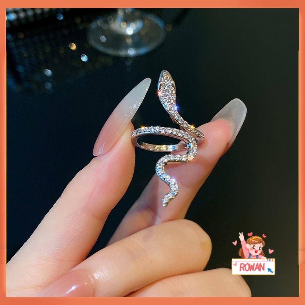 R-flower Snake Ring Tembaga Cubic Zirconia Ulang Tahun Punk