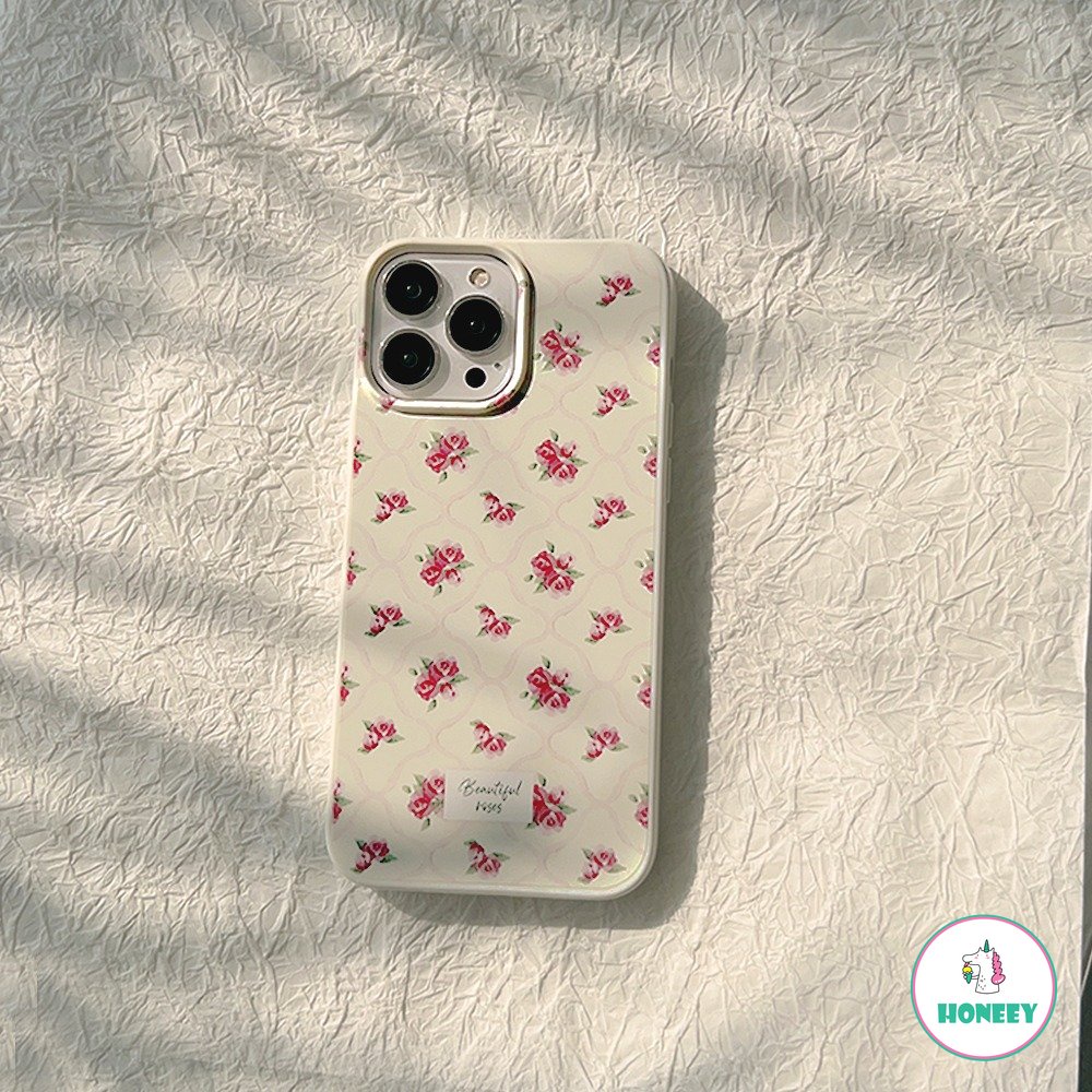 IPHONE Retro Bunga Mawar Gadis Manis Film Glossy Kartun Casing Ponsel Untuk Iphone14 13 12 11 Pro Max Xr Xs7 8 14 Plus Case Cute Cover