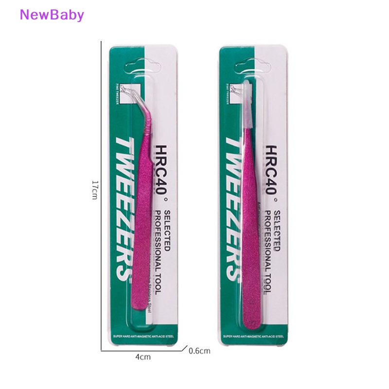 Newbaby 1PC Pinset Ekstensi Bulu Mata Lurus &amp; Lengkung Stainless Steel Pick Up Tool ID