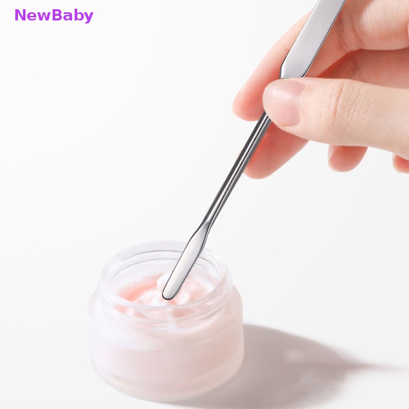 Newbaby 1PCS Kepala Ganda Alat Spatula Pencampur Makeup Kosmetik Bahan Stainless Steel Untuk Palet ID