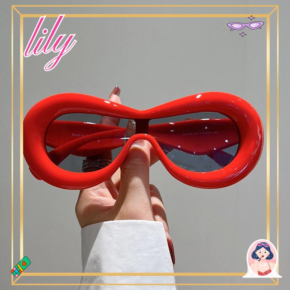 Lily Oval Kacamata Wanita Pria Oversized Meningkat Frame Trendy Kaca Mata Matahari