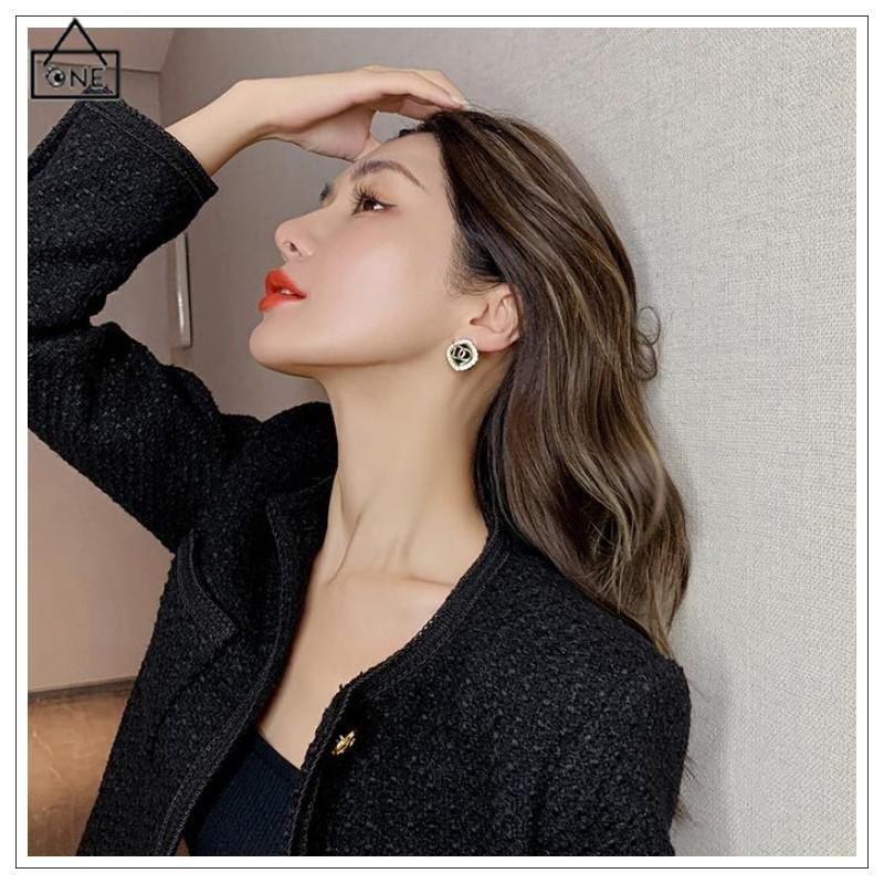 COD❤️Anting pin perak S925 dengan Huruf zirkonia Anting pejantan berdesain persegi-A.one