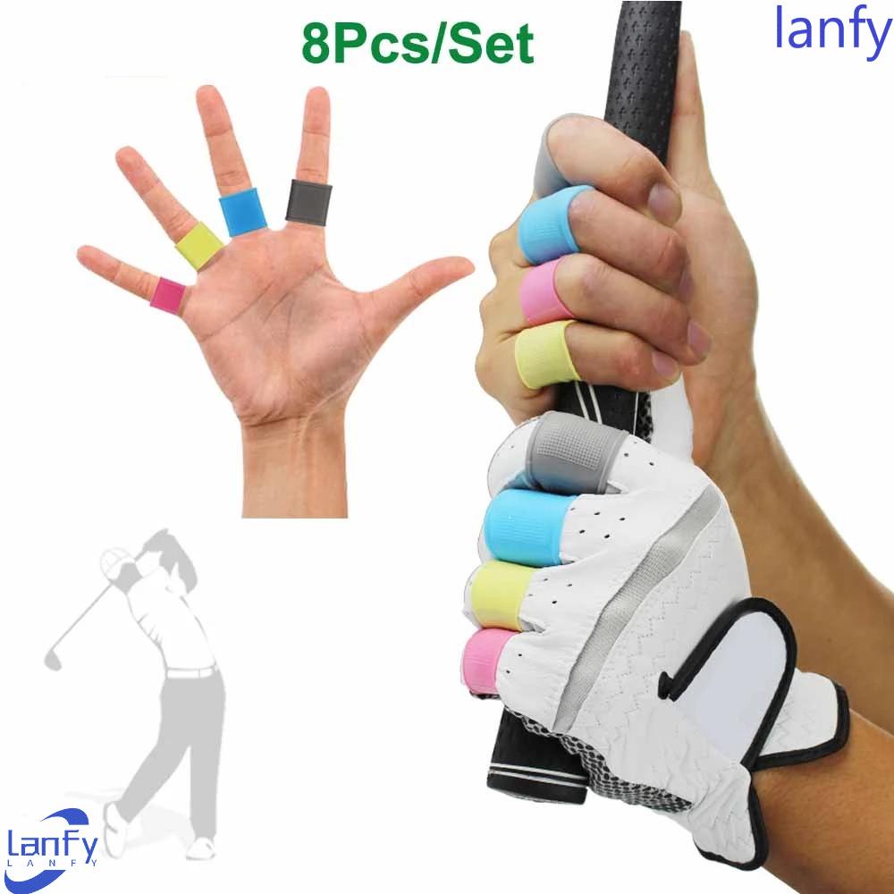 Lanfy Golf Finger Sleeve Aksesoris Golf Alat Bantu Latihan Golf Biru Abu Pink Silikon Anti-Slip Safety Pelindung Tangan