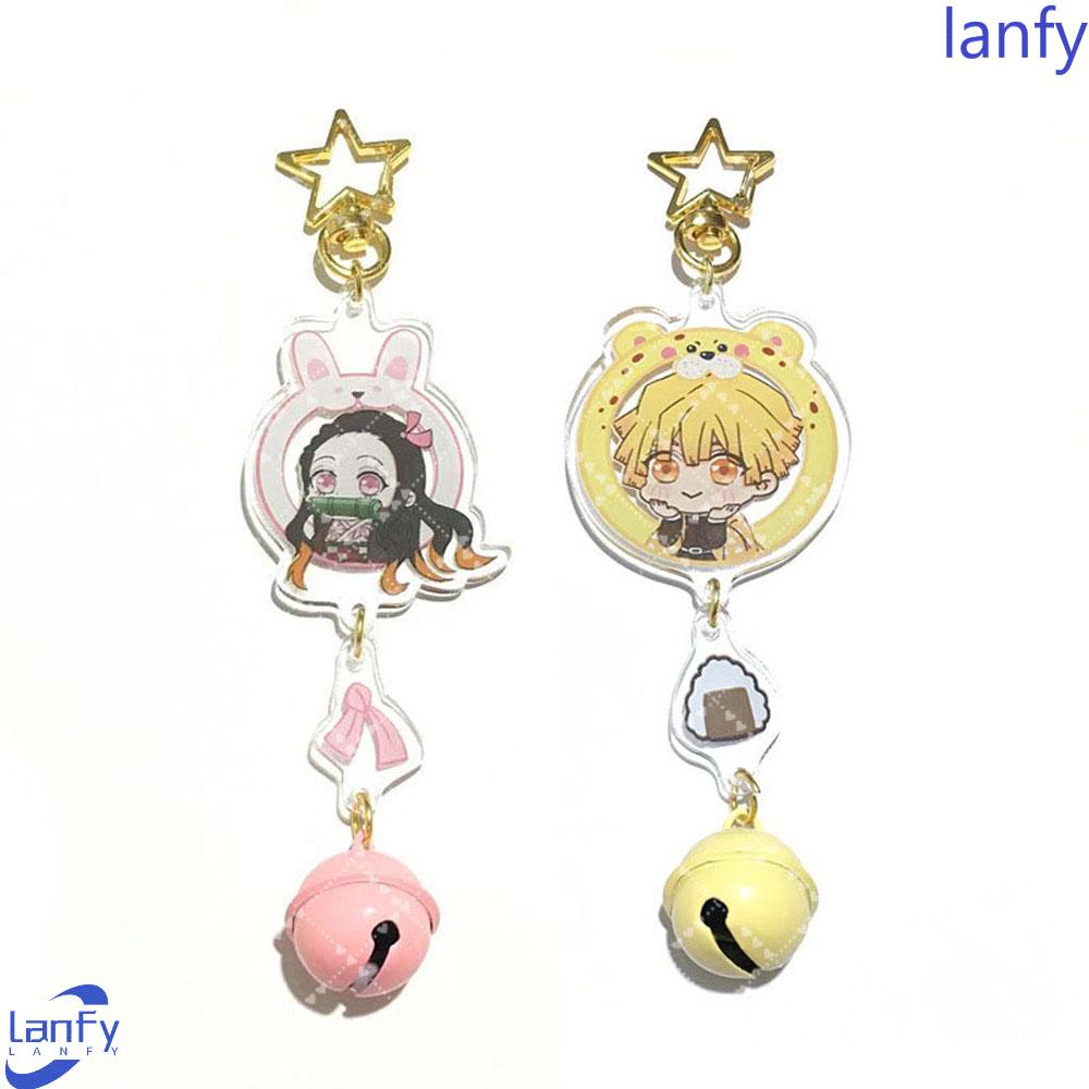 Lanfy Demon Slayer Gantungan Kunci Tanjirou Zenitsu Model Patung Akrilik Miniatur Kimetsu No Yaiba Star keychain Inosuke Kyoujurou Key Ring