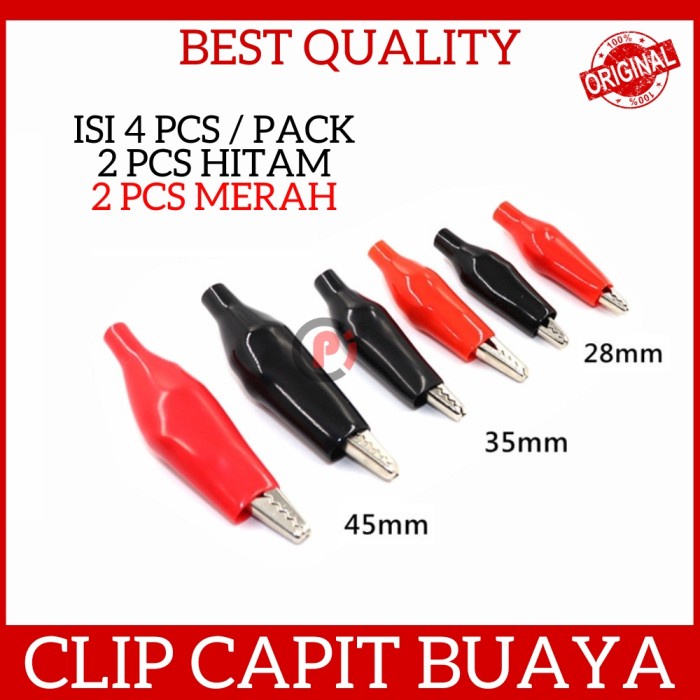 Isi 4 Pcs Clip Capit Jepit Buaya Lapis Karet Untuk Praktek Elektronika