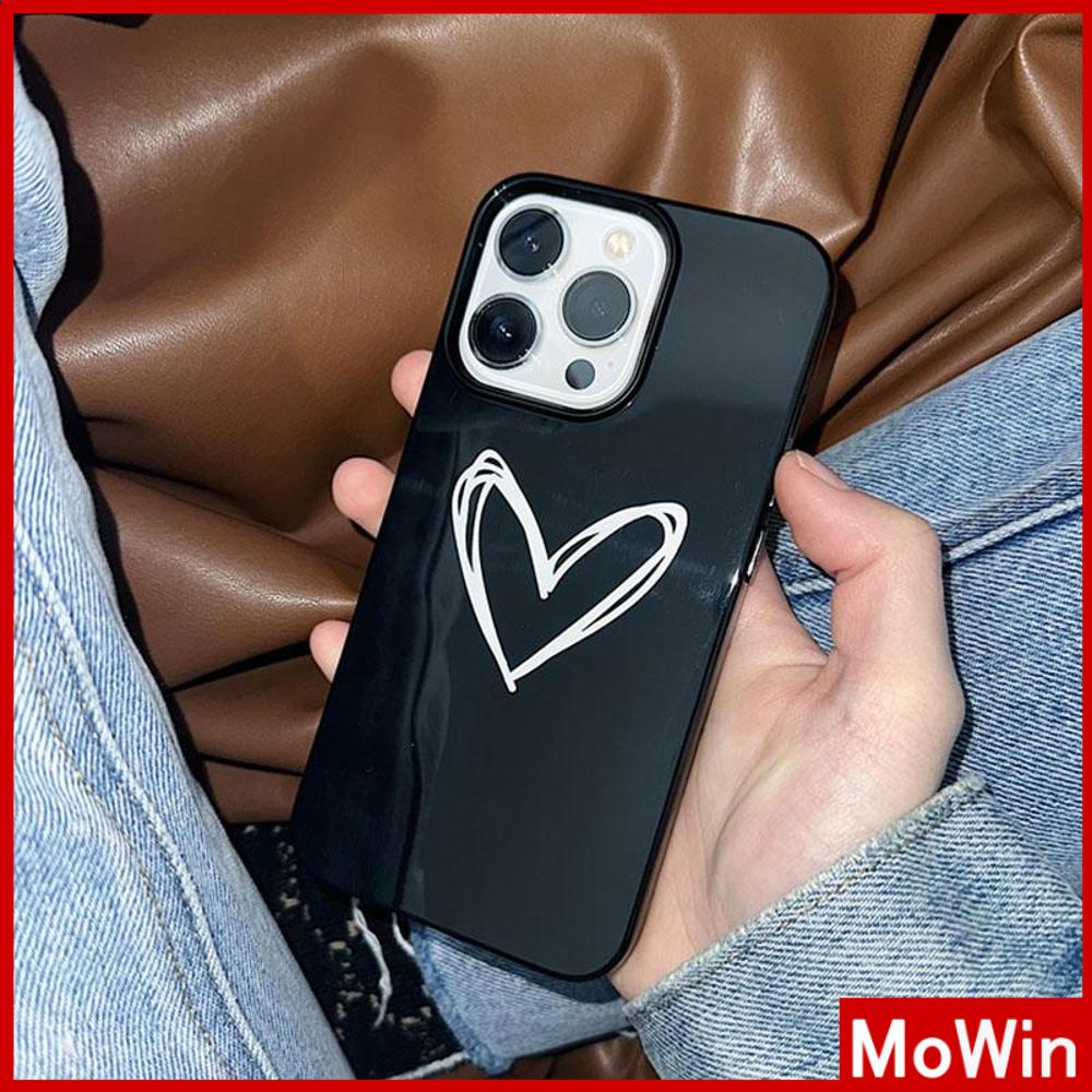 For iPhone 14 Pro Max iPhone Case Black Glossy TPU Soft Case Shockproof Protection Camera Simple Heart Shape Compatible with iPhone 13 Pro max 12 Pro Max 11 xr xs max 7Plus 8Plus