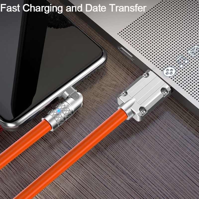 IPHONE Sepatu 120W 6A Gaming180° Rotating Super Fast Charge Cable Mobile Game Type-C Charger Kabel Silikon Cair Untuk Xiaomi Iphone14