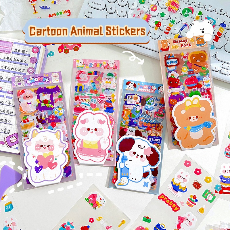 10lembar Stiker Seri PET Kartun Yang Indah Tahan Air Stiker Deco Scrapbook PET Dengan Sekop