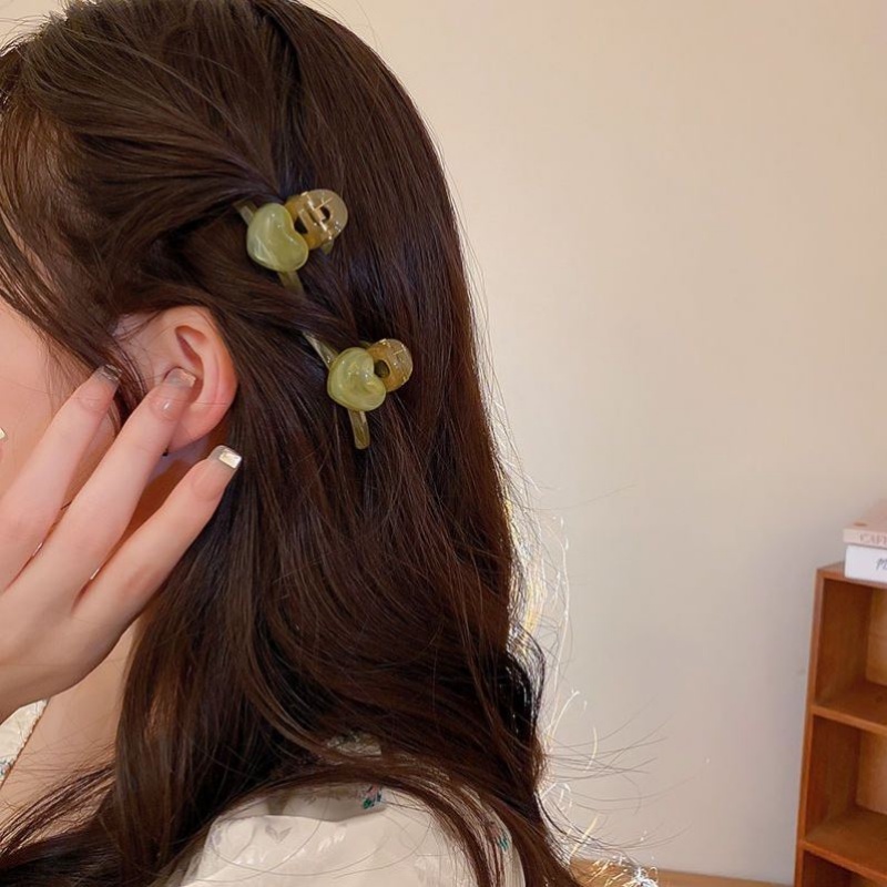 We Flower Trendi Mutiara Hati Kecil Akrilik Rambut Cakar Klip Untuk Wanita Perempuan Korea Permen Warna Mini Rambut Mengepang Klem Jepit Rambut Fashion Aksesoris Rambut