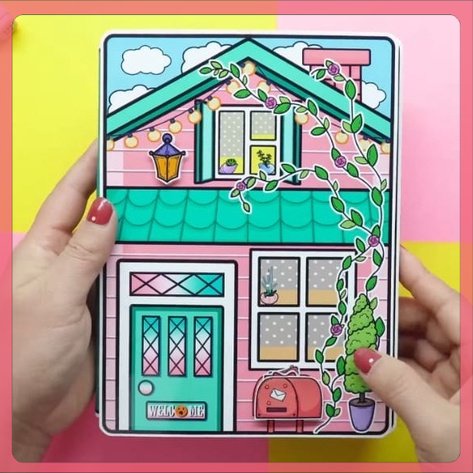 CAT01 Toca Boca Green House Paper Book Viral Paper Doll Quiet Book Terkini