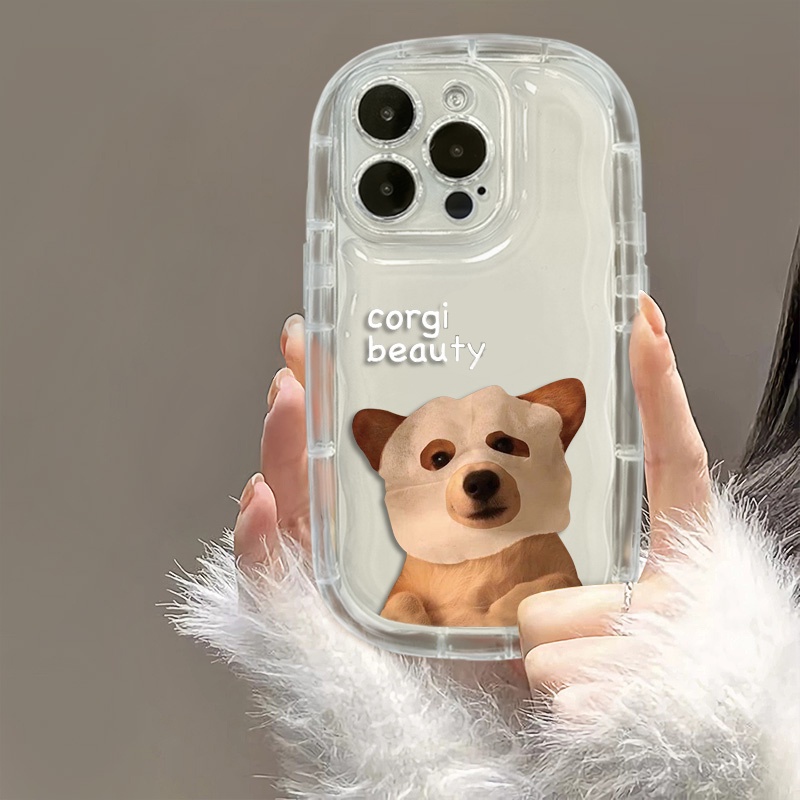 IPHONE Casing Ponsel Tahan Guncangan Anjing Lucu Kompatibel Untuk Iphone11 14 13 12 Pro XS Max Casing X XR 78 Plus Lembut Transparan TPU Silicone Cover